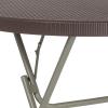 Flash Furniture Trellis Commercial Grade 2.6-Foot Round Brown Rattan Plastic Folding Table