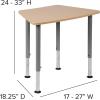 Flash Furniture Triangular Natural Collaborative Student Desk (Adjustable from 22.3″ to 34″) – Home and Classroom(Hexagon)