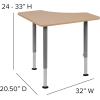 Flash Furniture Triangular Natural Collaborative Student Desk (Adjustable from 22.3″ to 34″) – Home and Classroom(Triangular)