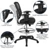 Flash Furniture Tyler Mid-Back Black Mesh Ergonomic Drafting Chair with Adjustable Chrome Foot Ring, Adjustable Arms and Black Frame(Black Mesh/Black Frame)