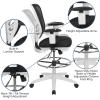 Flash Furniture Tyler Mid-Back Black Mesh Ergonomic Drafting Chair with Adjustable Chrome Foot Ring, Adjustable Arms and Black Frame(Black Mesh/White Frame)