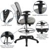Flash Furniture Tyler Mid-Back Black Mesh Ergonomic Drafting Chair with Adjustable Chrome Foot Ring, Adjustable Arms and Black Frame(Light Gray Mesh/Black Frame)