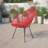 Flash Furniture Valencia Oval Comfort Series Take Ten White Papasan Lounge Chair(Red)