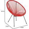 Flash Furniture Valencia Oval Comfort Series Take Ten White Papasan Lounge Chair(Red)