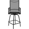 Flash Furniture Valerie All-Weather Swivel Patio Barstools with Footrest and Armrests, Modern Sling Outdoor Bar Height Stools, Set of 2, Navy(Black)