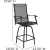 Flash Furniture Valerie All-Weather Swivel Patio Barstools with Footrest and Armrests, Modern Sling Outdoor Bar Height Stools, Set of 2, Navy(Black)