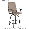Flash Furniture Valerie All-Weather Swivel Patio Barstools with Footrest and Armrests, Modern Sling Outdoor Bar Height Stools, Set of 2, Navy(Brown)