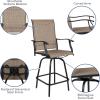 Flash Furniture Valerie All-Weather Swivel Patio Barstools with Footrest and Armrests, Modern Sling Outdoor Bar Height Stools, Set of 2, Navy(Brown)
