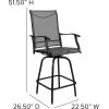 Flash Furniture Valerie All-Weather Swivel Patio Barstools with Footrest and Armrests, Modern Sling Outdoor Bar Height Stools, Set of 2, Navy(Grey)