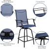 Flash Furniture Valerie All-Weather Swivel Patio Barstools with Footrest and Armrests, Modern Sling Outdoor Bar Height Stools, Set of 2, Navy(Navy)