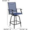 Flash Furniture Valerie All-Weather Swivel Patio Barstools with Footrest and Armrests, Modern Sling Outdoor Bar Height Stools, Set of 2, Navy(Navy)
