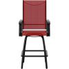 Flash Furniture Valerie All-Weather Swivel Patio Barstools with Footrest and Armrests, Modern Sling Outdoor Bar Height Stools, Set of 2, Navy(Red)