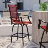 Flash Furniture Valerie All-Weather Swivel Patio Barstools with Footrest and Armrests, Modern Sling Outdoor Bar Height Stools, Set of 2, Navy(Red)