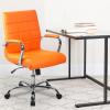 Flash Furniture Vivian Mid-Back Orange Vinyl Executive Swivel Office Chair with Chrome Base and Arms(Orange)