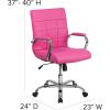 Flash Furniture Vivian Mid-Back Orange Vinyl Executive Swivel Office Chair with Chrome Base and Arms(Pink)