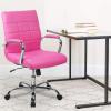 Flash Furniture Vivian Mid-Back Orange Vinyl Executive Swivel Office Chair with Chrome Base and Arms(Pink)