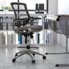Flash Furniture Waylon Mid-Back Swivel Office Chair with Adjustable Foot Ring and Seat Height, Ergonomic Mesh Chair with Armrests, Black/Silver(Silver)