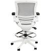 Flash Furniture Waylon Mid-Back Swivel Office Chair with Adjustable Foot Ring and Seat Height, Ergonomic Mesh Chair with Armrests, Black/Silver(White)