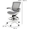 Flash Furniture Waylon Mid-Back Swivel Office Chair with Adjustable Foot Ring and Seat Height, Ergonomic Mesh Chair with Armrests, Black/Silver(White)