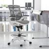 Flash Furniture Waylon Mid-Back Swivel Office Chair with Adjustable Foot Ring and Seat Height, Ergonomic Mesh Chair with Armrests, Black/Silver(White)
