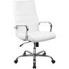 Flash Furniture Whitney High Back Desk Chair – White LeatherSoft Executive Swivel Office Chair with Chrome Frame & Alan Low Back Designer Armless White Ribbed Swivel Task Office Chair