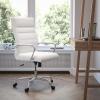 Flash Furniture Whitney High Back Desk Chair – White LeatherSoft Executive Swivel Office Chair with Chrome Frame & Alan Low Back Designer Armless White Ribbed Swivel Task Office Chair
