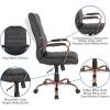 Flash Furniture Whitney High-Back Swivel LeatherSoft Desk Chair with Padded Seat and Armrests, Adjustable Height Padded Office Chair, Black/Gold(Black Leathersoft/Rose Gold Frame)