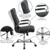 Flash Furniture Whitney High-Back Swivel LeatherSoft Desk Chair with Padded Seat and Armrests, Adjustable Height Padded Office Chair, Black/Gold(Black Leathersoft/Chrome Frame)