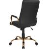 Flash Furniture Whitney High-Back Swivel LeatherSoft Desk Chair with Padded Seat and Armrests, Adjustable Height Padded Office Chair, Black/Gold(Black Leathersoft/Gold Frame)