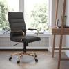 Flash Furniture Whitney High-Back Swivel LeatherSoft Desk Chair with Padded Seat and Armrests, Adjustable Height Padded Office Chair, Black/Gold(Black Leathersoft/Gold Frame)