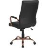 Flash Furniture Whitney High-Back Swivel LeatherSoft Desk Chair with Padded Seat and Armrests, Adjustable Height Padded Office Chair, Black/Gold(Black Leathersoft/Rose Gold Frame)