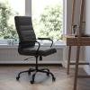 Flash Furniture Whitney High-Back Swivel LeatherSoft Desk Chair with Padded Seat and Armrests, Adjustable Height Padded Office Chair, Black/Gold(Black Leathersoft/Black Frame)