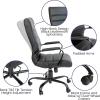 Flash Furniture Whitney High-Back Swivel LeatherSoft Desk Chair with Padded Seat and Armrests, Adjustable Height Padded Office Chair, Black/Gold(Black Leathersoft/Black Frame)