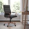 Flash Furniture Whitney High-Back Swivel LeatherSoft Desk Chair with Padded Seat and Armrests, Adjustable Height Padded Office Chair, Black/Gold(Black Leathersoft/Rose Gold Frame)