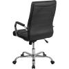 Flash Furniture Whitney High-Back Swivel LeatherSoft Desk Chair with Padded Seat and Armrests, Adjustable Height Padded Office Chair, Black/Gold(Black Leathersoft/Chrome Frame)