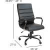 Flash Furniture Whitney High-Back Swivel LeatherSoft Desk Chair with Padded Seat and Armrests, Adjustable Height Padded Office Chair, Black/Gold(Black Leathersoft/Black Frame)