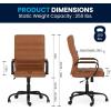 Flash Furniture Whitney High-Back Swivel LeatherSoft Desk Chair with Padded Seat and Armrests, Adjustable Height Padded Office Chair, Black/Gold(Brown Leathersoft/Black Frame)