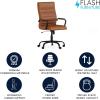 Flash Furniture Whitney High-Back Swivel LeatherSoft Desk Chair with Padded Seat and Armrests, Adjustable Height Padded Office Chair, Black/Gold(Brown Leathersoft/Black Frame)