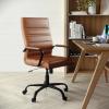Flash Furniture Whitney High-Back Swivel LeatherSoft Desk Chair with Padded Seat and Armrests, Adjustable Height Padded Office Chair, Black/Gold(Brown Leathersoft/Black Frame)