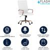 Flash Furniture Whitney High-Back Swivel LeatherSoft Desk Chair with Padded Seat and Armrests, Adjustable Height Padded Office Chair, Black/Gold(White Leathersoft/Rose Gold Frame)