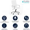 Flash Furniture Whitney High-Back Swivel LeatherSoft Desk Chair with Padded Seat and Armrests, Adjustable Height Padded Office Chair, Black/Gold(White Leathersoft/Chrome Frame)