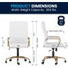 Flash Furniture Whitney High-Back Swivel LeatherSoft Desk Chair with Padded Seat and Armrests, Adjustable Height Padded Office Chair, Black/Gold(White Leathersoft/Gold Frame)