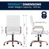 Flash Furniture Whitney High-Back Swivel LeatherSoft Desk Chair with Padded Seat and Armrests, Adjustable Height Padded Office Chair, Black/Gold(White Leathersoft/Rose Gold Frame)