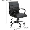 Flash Furniture Whitney Mid-Back Swivel LeatherSoft Desk Chair with Padded Seat and Armrests, Adjustable Height Padded Office Chair, Black(Black)