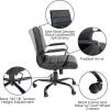 Flash Furniture Whitney Mid-Back Swivel LeatherSoft Desk Chair with Padded Seat and Armrests, Adjustable Height Padded Office Chair, Black(Black)