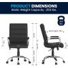 Flash Furniture Whitney Mid-Back Swivel LeatherSoft Desk Chair with Padded Seat and Armrests, Adjustable Height Padded Office Chair, Black(Black Leathersoft/Chrome Frame)