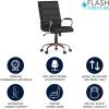 Flash Furniture Whitney Mid-Back Swivel LeatherSoft Desk Chair with Padded Seat and Armrests, Adjustable Height Padded Office Chair, Black(Black Leathersoft/Rose Gold Frame)