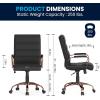 Flash Furniture Whitney Mid-Back Swivel LeatherSoft Desk Chair with Padded Seat and Armrests, Adjustable Height Padded Office Chair, Black(Black Leathersoft/Rose Gold Frame)