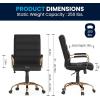 Flash Furniture Whitney Mid-Back Swivel LeatherSoft Desk Chair with Padded Seat and Armrests, Adjustable Height Padded Office Chair, Black(Black Leathersoft/Gold Frame)