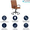 Flash Furniture Whitney Mid-Back Swivel LeatherSoft Desk Chair with Padded Seat and Armrests, Adjustable Height Padded Office Chair, Black(Brown/Black Frame)